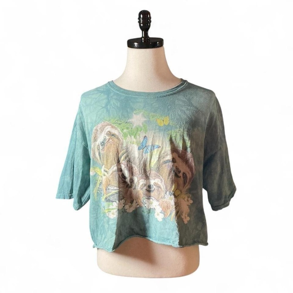 The Mountain Tie Dye Sloth Family Whimsical Graphic Cropped T Shirt Women's S‎ M